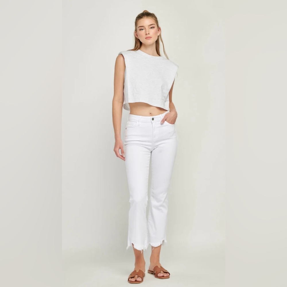 HIDDEN JEANS White Crop Distressed Frayed Ankle Denim Pant Stretch Womens Sz 31